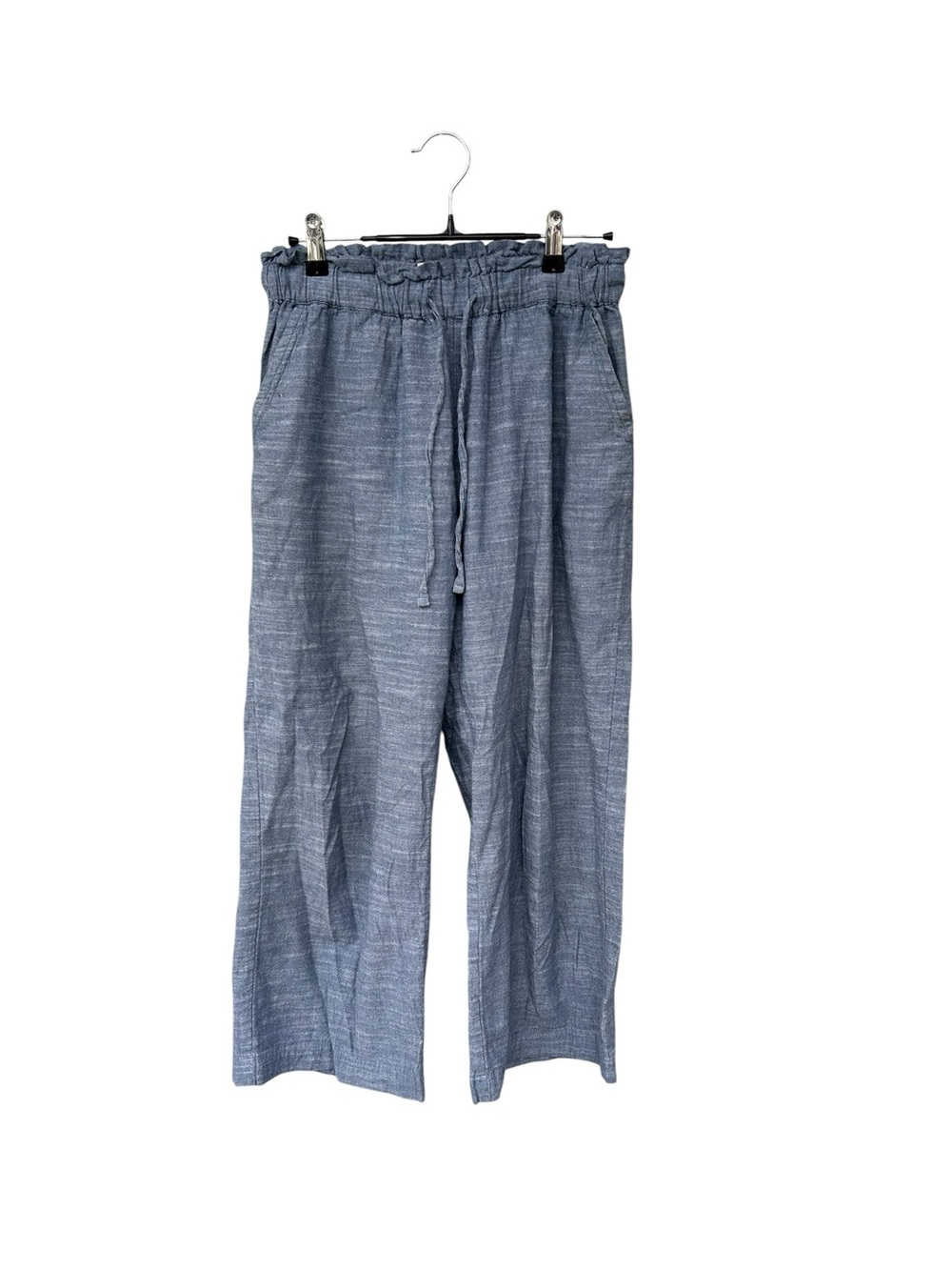Pact Blue Chambray Cropped Pull-on Pants - 100% Organic Cotton - Size Medium - Picture 3 of 12